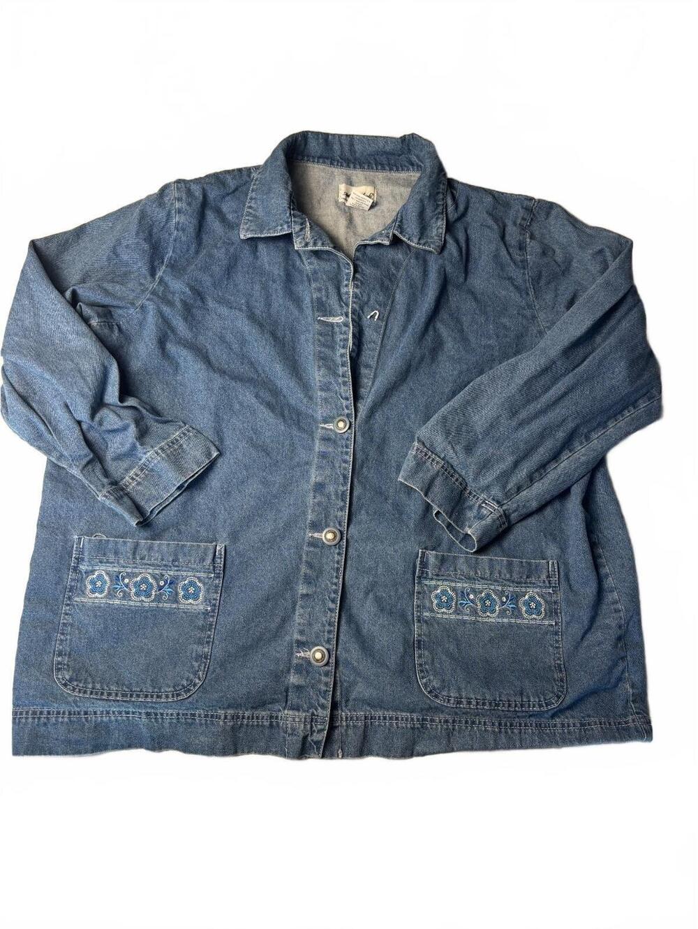 Anthony Richards2X Denim Chore Jacket Floral Embroidered Y2K